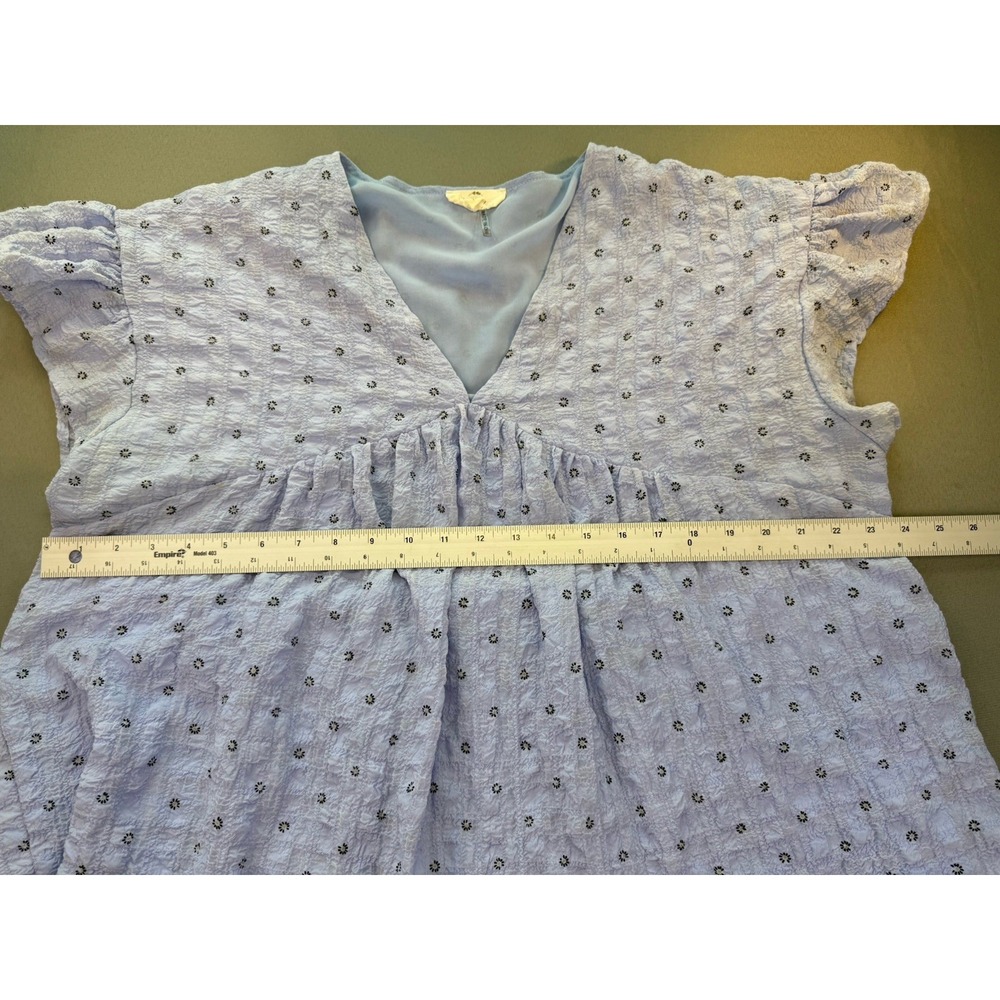 Entro Embroidered Boho Babydoll Blouse Blue Lined Floral Hippie Cottage Core 1X - Picture 8 of 10